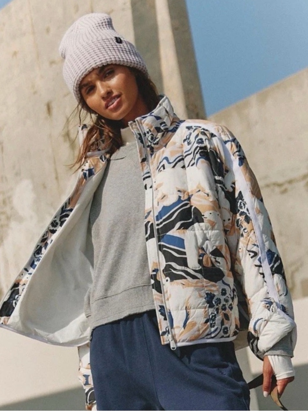 FP Movement Pippa Printed Packable Puffer Jacket Polar Bear NWT Size Medium